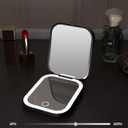 WOBSION Rechargeable 5X Magnifying Compact Travel Mirror with Light, Dimmable Portable Makeup Mirror for Purse & Pocket, Ideal for Gift, Black
