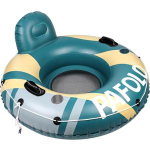 River Tubes for Floating Heavy Duty, Pool Float Adult, 53" Inflatable Float Tube for Beach Lake Rafting, River Floats with Mesh Bottom (Green)
