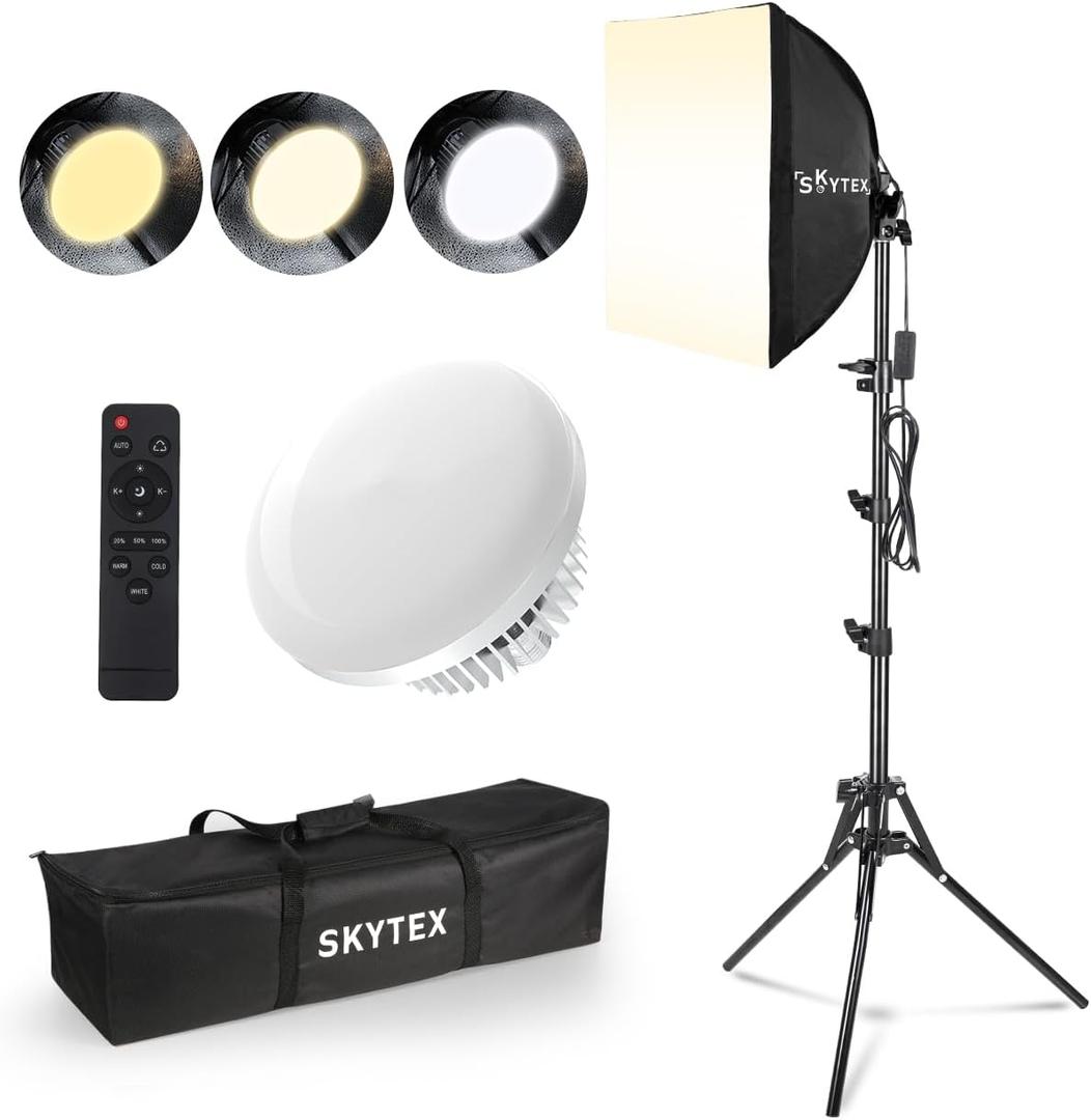 Skytex Softbox Lighting Kit(1-2Pack),16x16in Soft Box|Upgrade 135W 2700-6400K 100V-240V E27 LEDBulb Continuous Photography Lighting,Photo Studio Light Equipment for Camera Shooting Video Recording