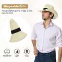 Straw Cowboy Hat for Men Women Western Cowgirl Hats with Shapeable Wide Brim for Beach Sun Summer (Beige)