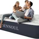 SENNOUL Air Mattress Queen with Built in Pump - Upgraded Blow Up Bed, 2 Mins Quick Self Inflatable, 13"/650lbs Max, Strong Support, All Night No Lost Air, for Camping,Home,Guests & Portable Travel
