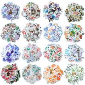 640 Pieces Watercolor Various Theme Stickers Pretty Scrapbook Stickers Including Four Seasons Forest Flower Animal The Sea for DIY Scrapbook Planners Calendars Travel Case Laptop (Warm Style)
