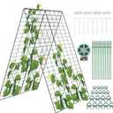 Amoskey Cucumber Trellis, Garden Trellis for Climbing Plants Outdoor, Foldable A-Frame Trellis, Cucumber Trellis for Raised Bed for Cucumbers, Peas, or Tomatoes (Green, Small Grid 48H*34''W)