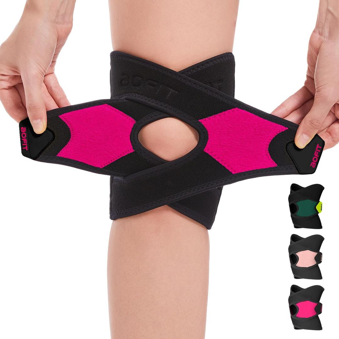 aoFIT Knee Brace for Women Men Knee Pain Meniscus Tear Arthritis Patella Dislocation Best Osteoarthritis Adjustable Compression with Memory Stabilizers for ACL MCL Breathable for Injury Recovery (4XL, Onyx Bloom)