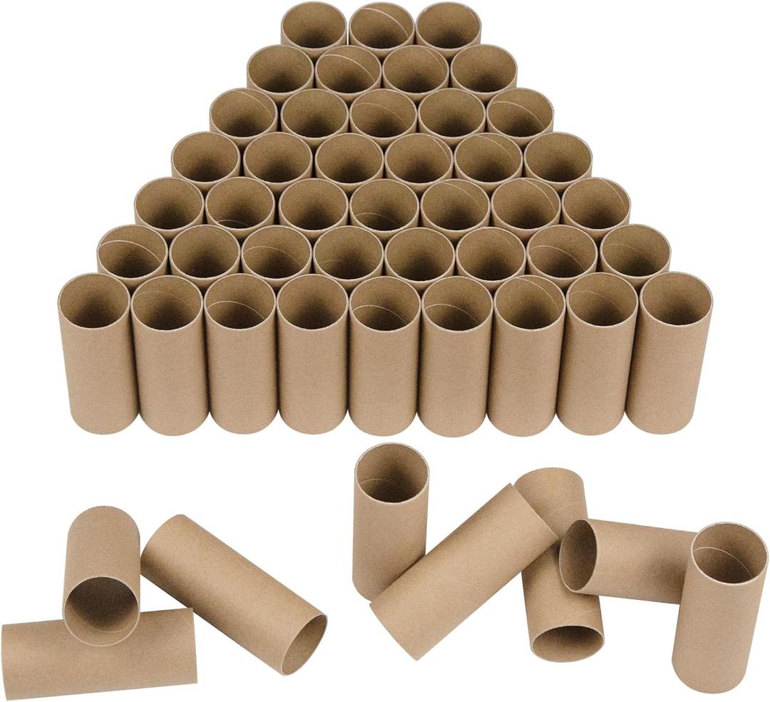 HESESOH 50 Pack Cardboard Tubes for Crafts - 1.57 x 3.94 Inches - Brown Toilet Paper Empty Rolls Round Thick Tubes Sturdy for Classroom Family Handmade DIY Projects