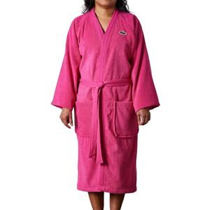Lacoste Classic Pique Bath Robe, 100% Soft Cotton Terry, Unisex Bathrobe for Adult Women & Men, Luxury Robe for Spa, Super Absorbent & Quick Drying, One Size Fits Most, Magenta