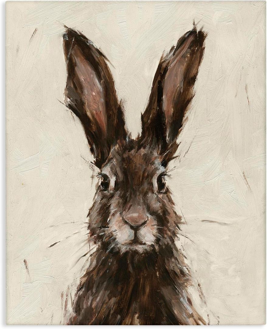 Stupell Industries Brown European Rabbit Hare Portrait Painting (30L" x 1.5W")