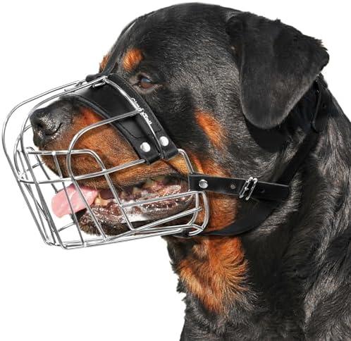 CleverTail Extra Large Dog Muzzle for Rottweiler – XL Heavy Duty Rottweiler Muzzle – Metal Large Dog Muzzle for Barking and Biting for Rottweiler, Cane Corso, Mastiff and Other Large Breeds