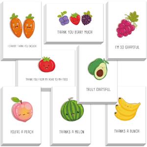 48 Fruit Pun Thank You Card Set, Funny Note Cards Pack with Envelopes, Fun Greeting Notecards Bulk, Cute Boxed Assortment Quip Cards for Gratitude, Recognition, Appreciation, 4 x 6 in