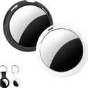 2 Pack Air Tracker Tag [Apple MFi Certified] Pair with Apple Find My(iOS Only) Bluetooth Smart Air Tag Key Finder Item Locator Waterproof Finder Worldwide Tracking for Pet Wallet Backpack Dog Luggage (Black+White)