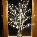 Bexdir Lighted Birch White Tree Branches 33IN 180LED with Timer Plug in, Artificial Tree White Birch Twig for Christmas Home Decor Party Wedding Bedroom