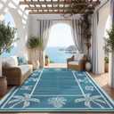 Garvee Outdoor Rug 9x12 Waterproof for Patios, Reversible Plastic Straw Rug, Tropical Leaf Indoor Outdoor Rugs, Large Area Rug for RV, Camping, Deck, Picnic Mat, Outside Carpet