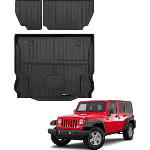 Custom Fit Cargo Liner and Backrest Mat for 2007-2018 Jeep Wrangler JK 4 Door Accessories All Weather TPE Rubber Protection Mat
