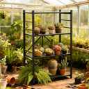 4 Tier Greenhouse Shelving Unit, Plant Stand, 1 Pack, Black