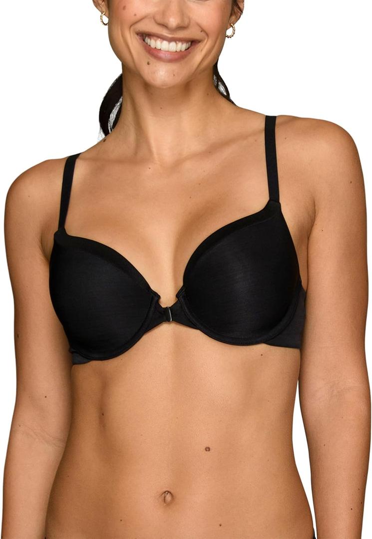 Vanity Fair Women's Illumination Front Closure Bra, 3-Way Convertible Straps, Lightly Lined Cups up to DD (40D, Black)