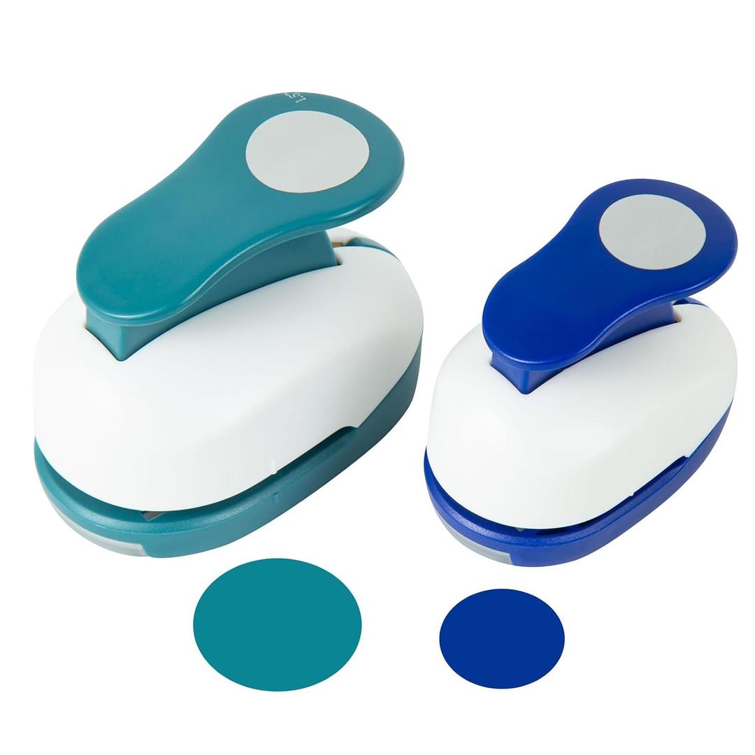 QIQQIKIN 2PCS Circle Cutter (1.5 inch+1 inch), Whole Hole Punch Shapes, Large Circular, Craft Punches for Paper Crafts Round Paper Journaling Handmade Cards, Gift Tags, Invitations, Scrapbook Supplies