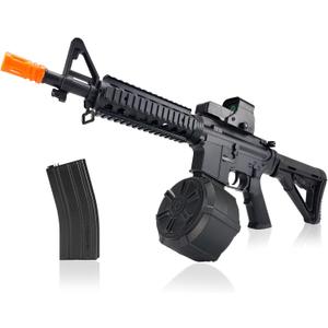 BIU BLASTER Gel Ball Blaster 280+ FPS,100+ Ft Range Full Size Splatter Ball Blaster7.4v 1200mAh Battery Electric Automatic Splat Blaster for Ages 14+ Years Outdoor Game (Black, mag+Drum)