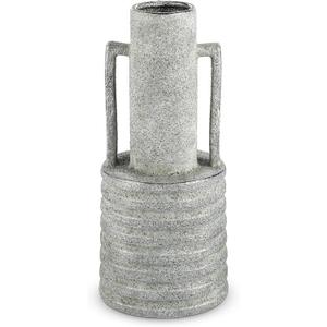 Hollyone Large Vintage Ceramic Vase with 2 Handles, 15.6" Tall Silver-Toned Antique Rustic Decorative Floral Grey Vases for Flowers Home Table Centerpiece Shelf Living Room Entryway Farmhouse Decor