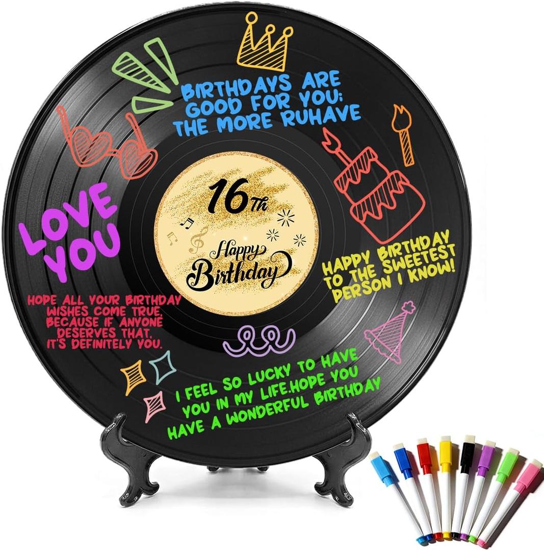 Funny Vinyl Record Guest Book Sweet 16 Party Decorations 16th birthday decorations for girls Sweet Sixteen Party Decor 16th Birthday Gifts 16th Birthday Guest Book Alternative Music Themed Party Decor Gifts