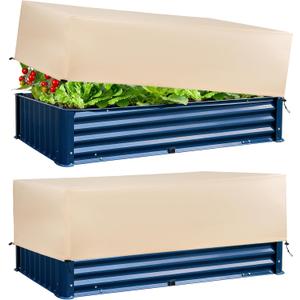 Plant Covers Freeze Protection 2 Pack with Elastic Drawstring, 3.54 oz/yd Winter Cold Weather Frost Blanket Planter Box Cover for Raised Bed Outdoor Flowers Potted, 59 x 19.6 x 21.6 INCH