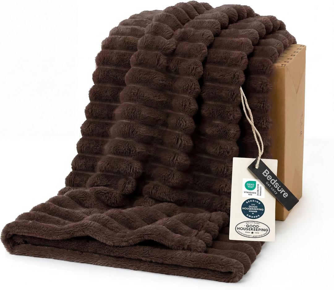 Bedsure GentleSoft Chocolate Brown Throw Blanket for Couch - Cozy Soft Blankets for Women, Cute Small Throws for Girls, Dark Chocolate, 50x60 Inches