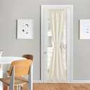NICETOWN 80 Inches Length Door Curtains with Tieback for Window, Farmhouse Linen Texture Sidelight Semi-Sheer Window Covering French Door Curtains for Closet Doorway, 1 Panel, 26" Wide, Beige