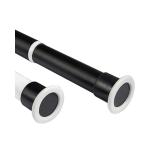 Shower Curtain Rod Telescopic Rod，160-210cm Made Stainless Steel Clothes Rail Without Drilling， Tension Rod Metal Rod Extendable Clothes Rail Pull Rod (Color : Black, Size : 160-210cm