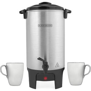 BLACK+DECKER 40 Cup Coffee Urn, Fast Brewing, Aluminum, Keep Warm Function, Heat Resistant Handles, Indicator Light