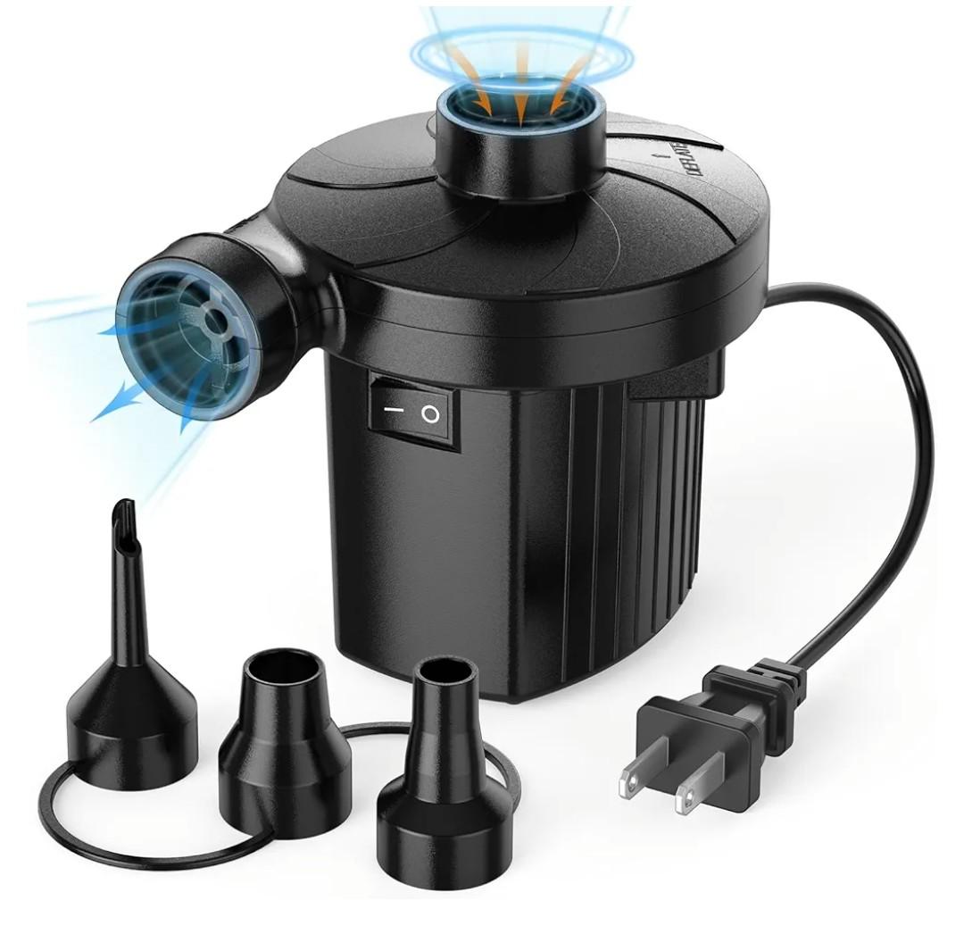 Electric Air Pump for Inflatables,Portable Quick-Fill Air Pump with 3 Nozzles,110-120V, Inflator & Deflator Pumps for Outdoor Camping, Air Mattress Beds,Boats,Inflatable Cushion,Couch,Pool Floats