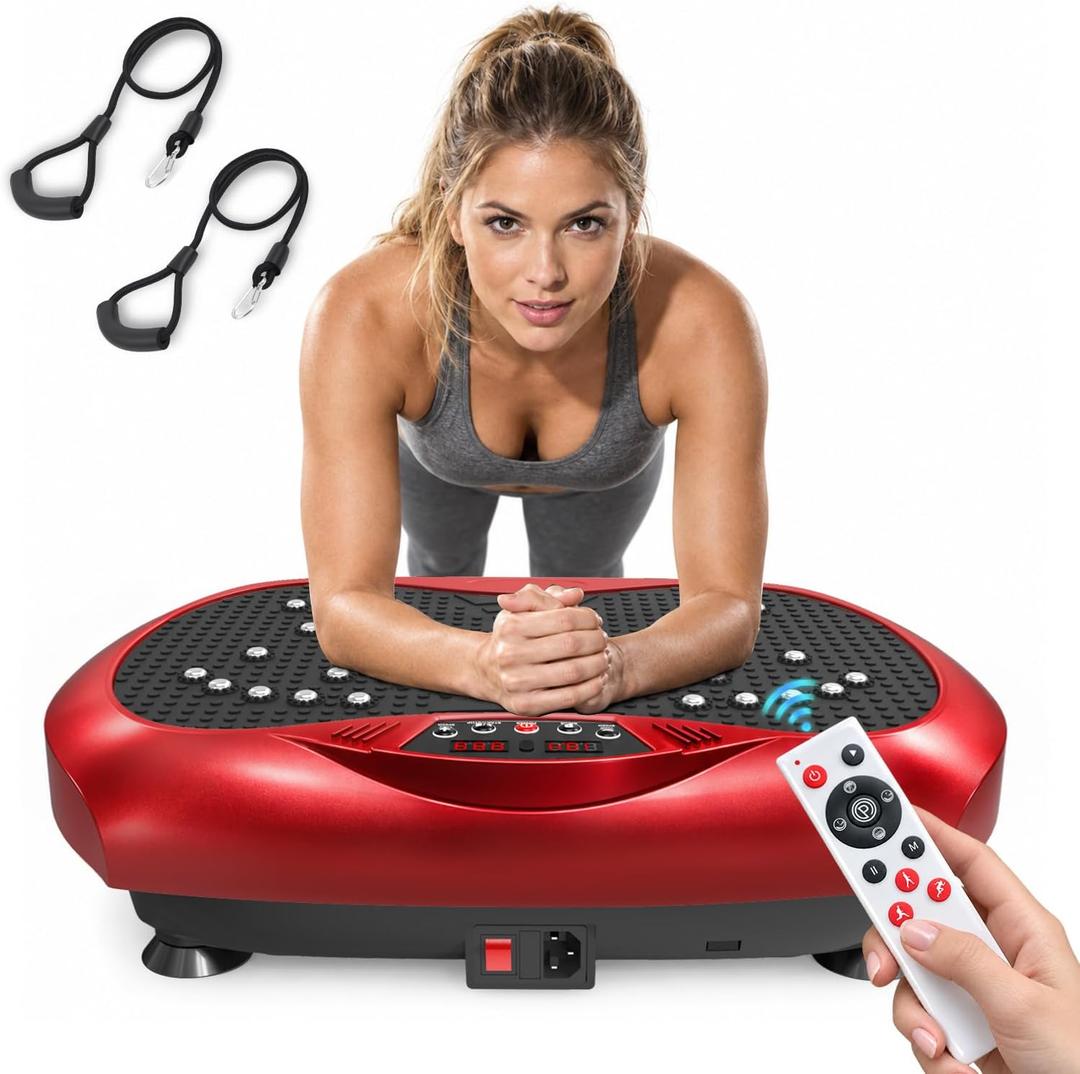 Whole Body Vibration Plate for Lymphatic Drainage,999Speed Levels,330/400lb, Remote Control, 3 Auto Programs Shake Plate, Anti-Slip Platform, Home Workout Equipment with Resistance Bands, Power Plate