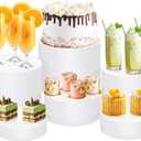 6Pcs Buffet Risers, Food Risers for Buffet Table, Acrylic Round Display Risers with Hollow Bottom, Food Display Stand for Party Jewelry Dessert Figures (Size 6",6.5",6.7",7",7.5",8")