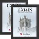 11x14 Picture Frame 2 Pack, Black Solid Wood, Wall Gallery Poster Frame