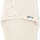 SwaddleMe by Ingenuity Muslin Original Swaddle, 100% Cotton, Size Small/Medium, for Ages 0-3 Months, 7-14 Pounds, Up to 26 Inches Long, 1.5 TOG - Cream