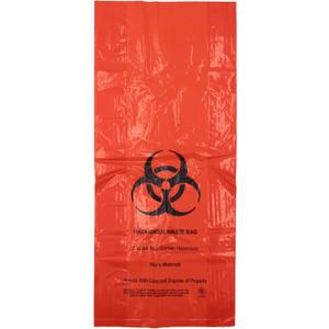 Hazardous Waste Bags - 10"x4"x24" - 200 Bags - 1.4 mil - Red - HAZWASTELD10424 - AssurePak