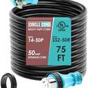 CircleCord UL Listed 50 Amp 75 Feet RV/Generator Cord with Locking Connector, Heavy Duty 6/3+8/1 Gauge STW Wire, 14-50P Male and SS2-50R Twist Locking Female for RV Camper and Generator to House