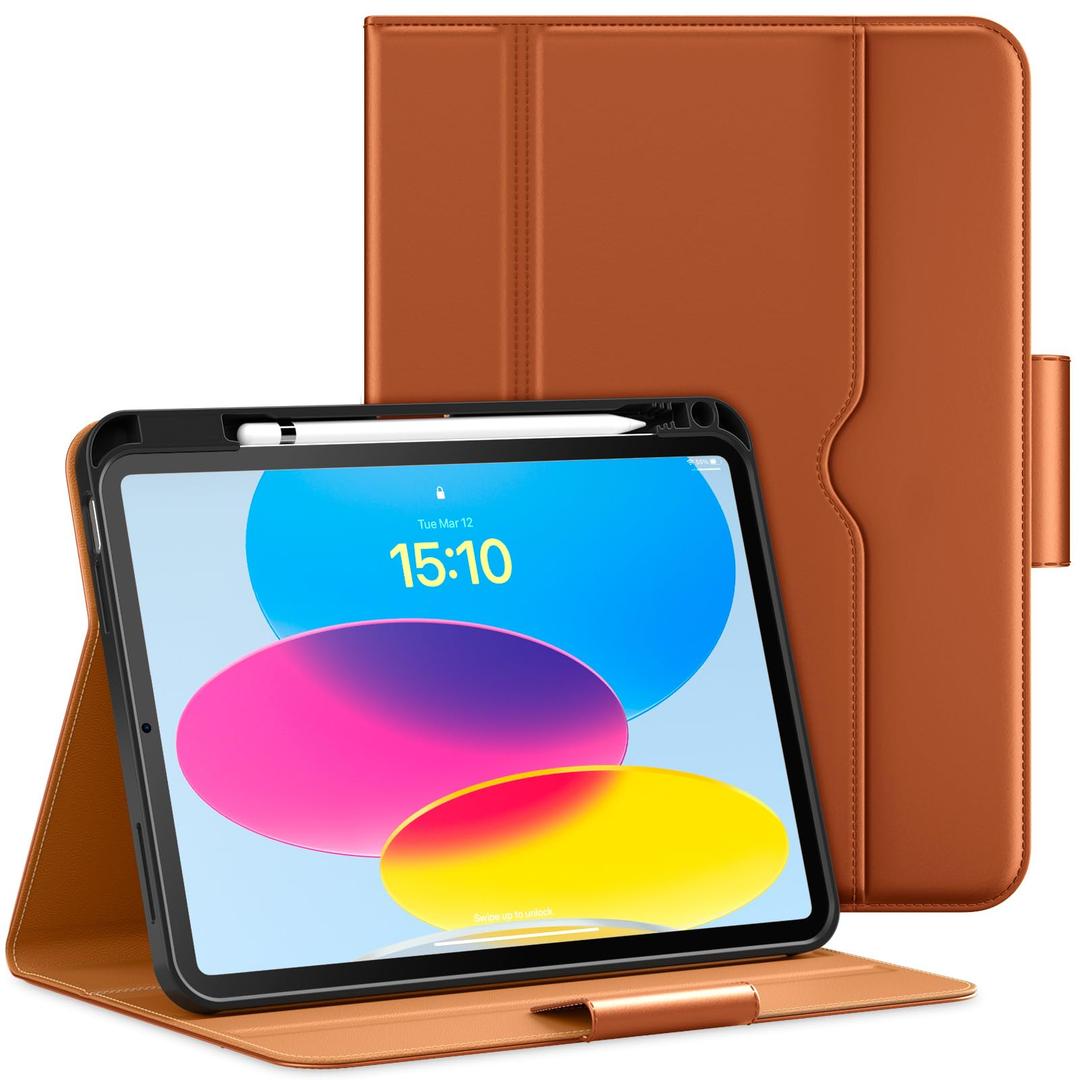 DTTO Case for iPad (A16) 11th Generation 2025, iPad 10th Generation 10.9 Inch 2022 with Pencil Holder, Premium Leather Business Folio Stand Smart Cover with Magnetic Clasp, Blue