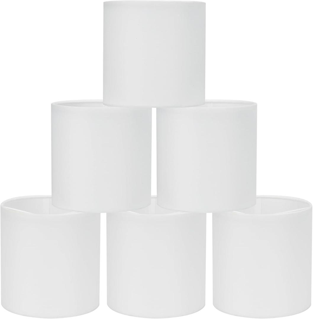LAMPWELL KIKI Off White Clip on Chandelier Lamp Shades Set of 6,Small Lamp Shades Clip on bulb,5"5"H5",Mini Fabric Drum Lamp Shade,FOR CANDLE BULB AND SMALL GENERAL BULB (Off white)