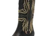 Cowboy Boots for Women Cowgirl Mid Calf Western Boots Embroidered Stitched Pointed Toe Chunky Block Heel Brown Red Black US5-11 (9)