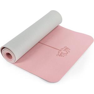 Yoga Mat Non Slip, Pilates Fitness Mats, Eco Friendly, Anti-Tear 1/4" Thick Yoga Mats for Women, Exercise Mats for Home Workout with Carrying Sling and Storage Bag (Parfait Pink & Gray)