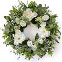 Betylifoy Spring Wreaths for Front Door 24" Artificial Floral Wreath with Dahlia Rose Green Eucalyptus Leaves Wreath for All Seasons Summer Door Wreaths for Outdoor Indoor Farmhouse Wall Home Decor