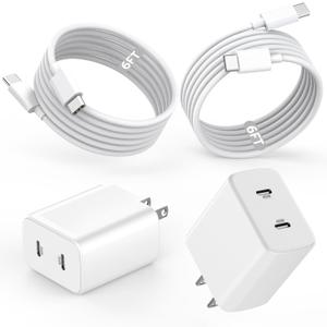 Fast Charger iPhone 17/16/15,45W Dual USB C Wall Charger 2 Pack 6FT Type C-C Fast Charging Cable Cord 45W Plug Quick Apple Chargers for iPhone 17 Pro Max/17 Air/16 Pro/15/15 Pro/Plus,iPad Pro/Air/Mini