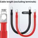 4AWG 2FT Battery Cables Set, (1 Positive & 1 Negtive) with 3/8" M10 Lug Terminals, Power Cord Inverter Jumper Cables, Battery Cable for Car, Truck, Solar, Marine, Lawn Mower, RV.