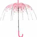 Clear Bubble Umbrella  See Through, Rain & Windproof Umbrella for Weddings, Prom, Graduation and Outdoor Events - Automatic Open, Crook Handle, Clear Dome (Pink)