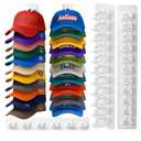 2 Pack Hat Organizer for Baseball Caps, Detachable DIY Hat Rack for Wall Hat Holder Hold up to 22 Hats, Baseball Cap Organizer Cap Holder Hat Hangers for Wall Closet Door Bedroom (C-White)