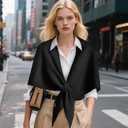 Women's Winter Knitted Shawl Wrap, Wool Cashmere Cape Cardigan Sweater Scarf (White)