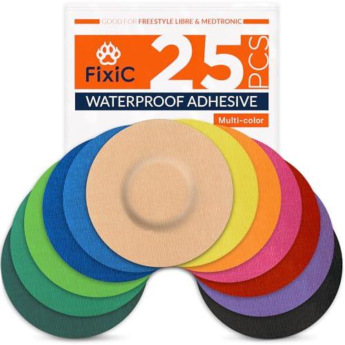 FixiС Sensor Covers 22 Pack 3 1/2" - Perfect Freestyle Adhesive Bandages for Libre 1, 2, 3 & Plus - G7 & Stelo - Guardian - Waterproof Adhesive Patches - Pre-Cut - The Best Fixation! (Multi-Color)
