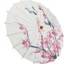 Omabeta Pretty Classical Handmade Oil Paper Umbrella with Wooden Handle,Exquisite DIY Chinese Classical Plum Blossom Handmade Umbrella for Dancing Props Cosplay Photography