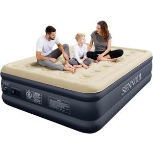 SENNOUL Air Mattress Full with Built in Pump,Upgraded Blow Up Bed Full Size,2 Mins Quick Self Inflatable/Deflation,18"/650lbs Max, Strong Support,No Leakage,No Odor,for Home,Guests,Camping,Travel