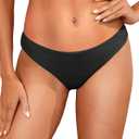 Tempt Me Women Low Rise Bikini Bottoms - Moderate Coverage Bathing Suit Bottoms Low Waisted Swimsuit Bottoms Brief 2025 (Medium, Black)