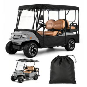 Golf Cart Covers 4 Passenger for Club Car & EZGO Roof 88" Roll-Up Doors
Golf Cart Enclosure 600D Waterproof Clear PVC Windshields, for Club Car & EZGO, Fits Extended Roof 88 Inch